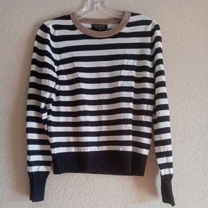 Banana Republic Long Sleeve Stripped Blouse Size Medium 100% Merino Wool